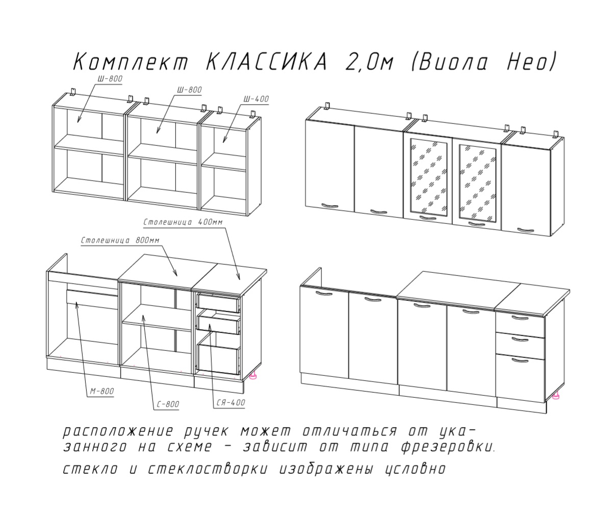 размеры навесных шкафов для кухни стандартные